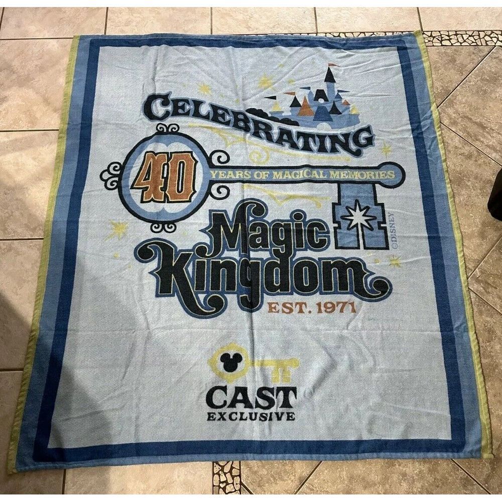 Disney Cast Member Exclusive Magic Kingdom 40 Years Throw Blanket Prop Sign